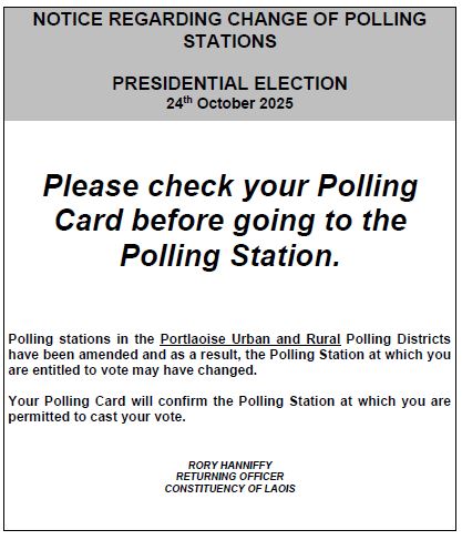Notice of Change Of Polling Stations